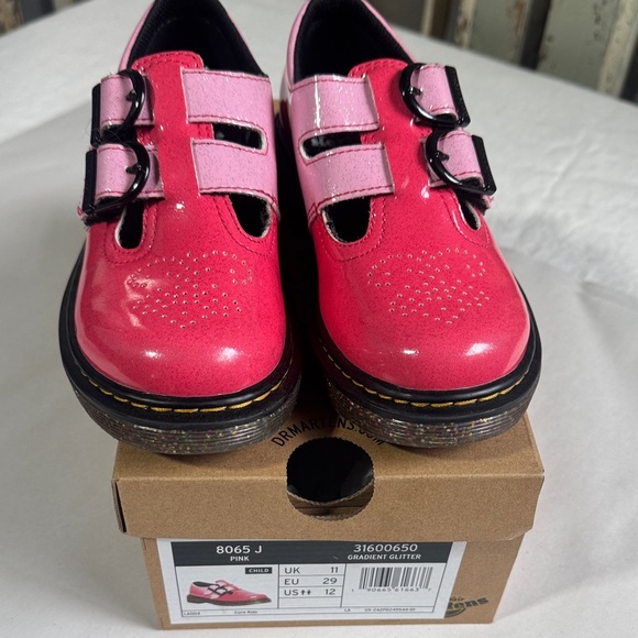 Dr. Martens Kids Dual-Tone Pink Mary Jane with sparkly sole Girls size 12 Pink - Picture 13 of 13